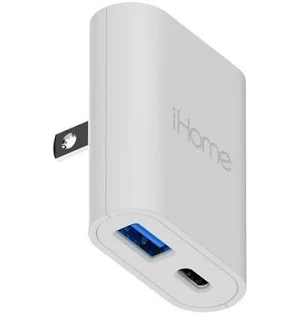 iHome 2-Port USB Wall Charger, AC Pro Multiport Plug Adapter, Phone Charging Block with Dual Ports, Flat Wall Adapter for Home & Travel